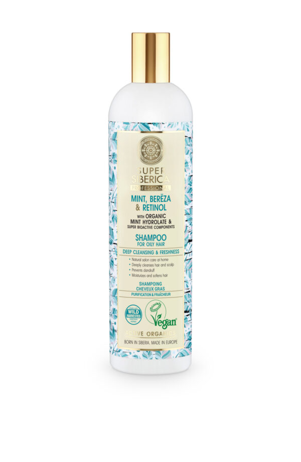 CHAMPÚ PROFESIONAL MENTA, ABEDUL Y RETINOL, PARA CABELLO GRASO, 400ML