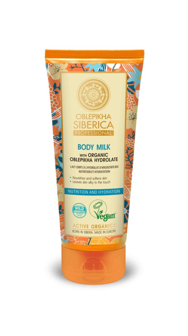 LECHE CORPORAL CON HIDROLATO DE ESPINO AMARILLO ORGÁNICO, NUTRICIÓN E HIDRATACIÓN, 200 ML