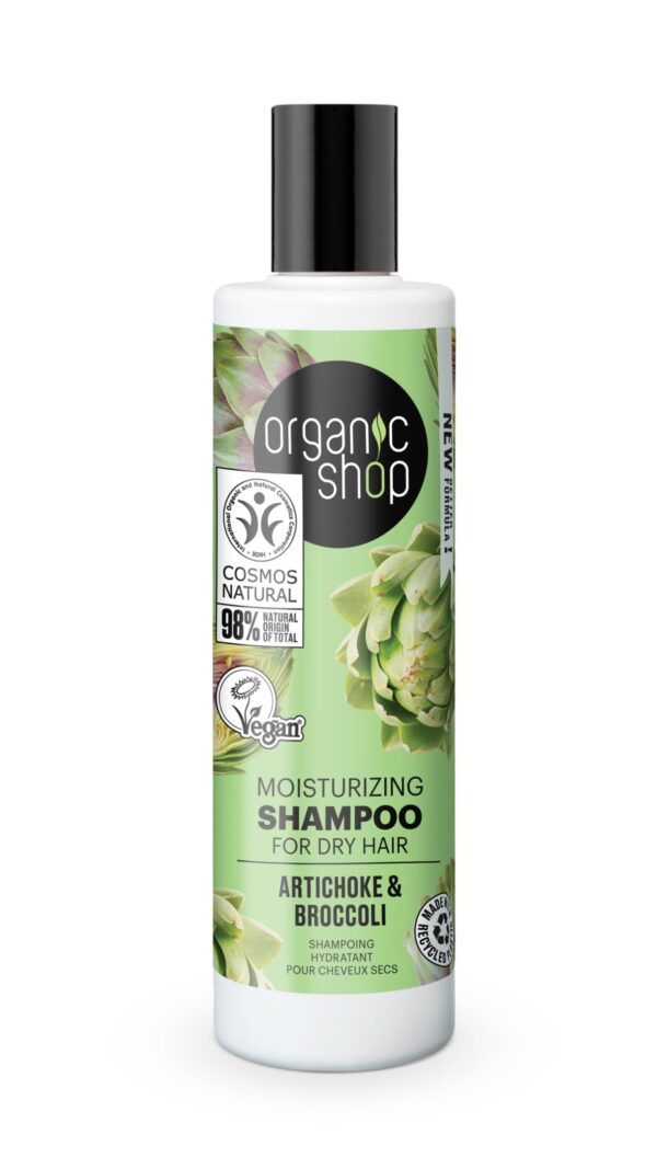 CHAMPÚ HIDRATANTE PARA CABELLO SECO «ALCACHOFA Y BRÓCOLI» DE ORGANIC SHOP, 280 ML