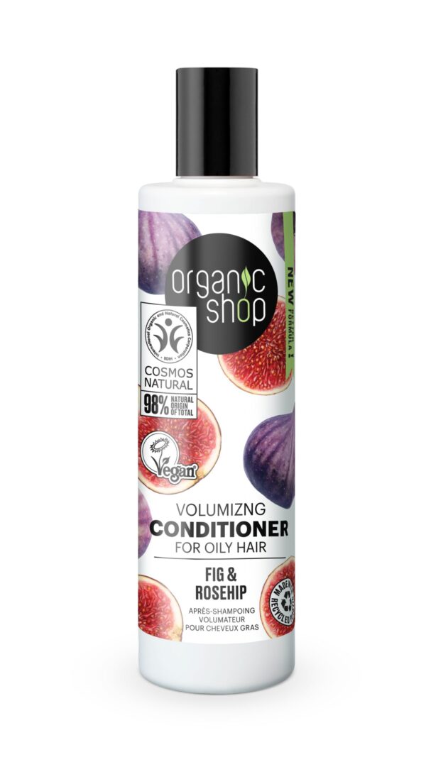 ACONDICIONADOR VOLUMINIZADOR PARA CABELLO GRASO «HIGO Y ESCARAMUJO» DE ORGANIC SHOP, 280 ML
