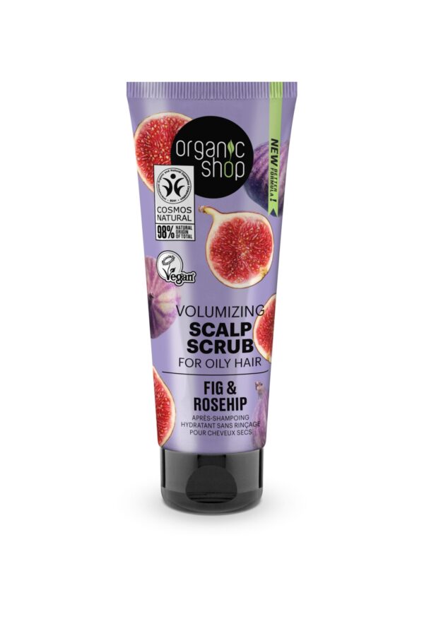 EXFOLIANTE DE CUERO CABELLUDO VOLUMINIZADOR PARA CABELLO GRASO «HIGO Y ESCARAMUJO» DE ORGANIC SHOP, 75 ML