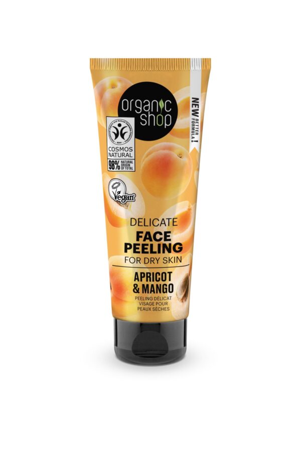 PEELING FACIAL SUAVE PARA PIEL SECA «ALBARICOQUE Y MANGO» DE ORGANIC SHOP, 75 ML