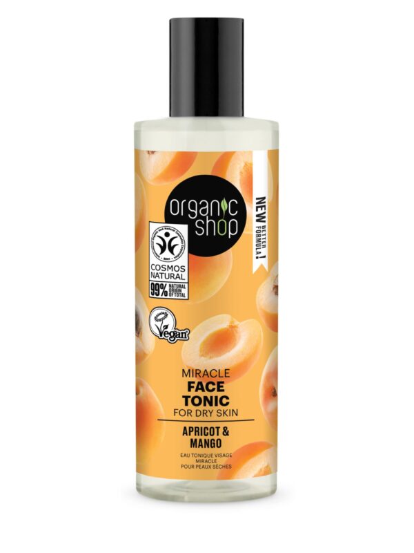 TÓNICO FACIAL MILAGROSO PARA PIEL SECA «ALBARICOQUE Y MANGO» DE ORGANIC SHOP, 150 ML