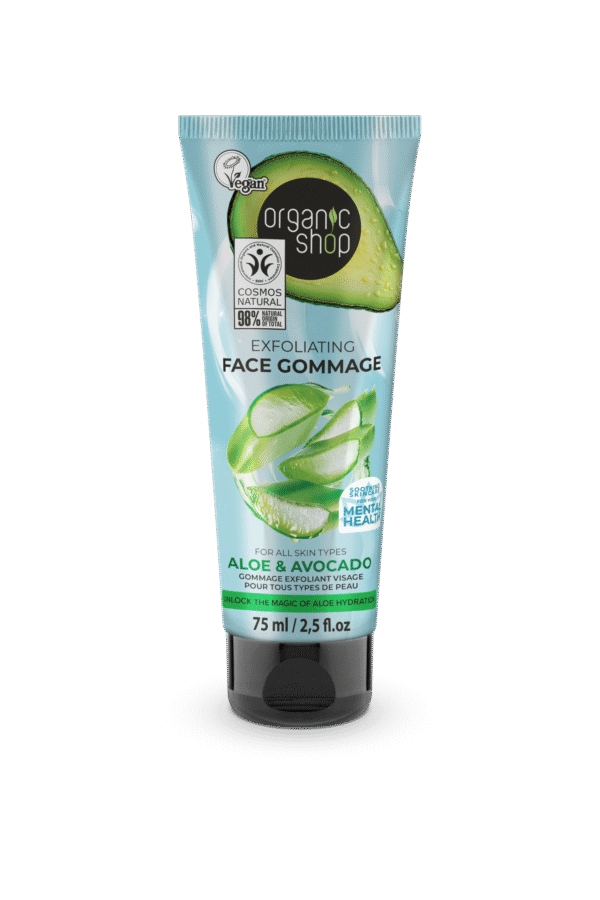 GOMMAGE FACIAL EXFOLIANTE PARA TODO TIPO DE PIEL «AGUACATE Y ALOE» DE ORGANIC SHOP, 75 ML