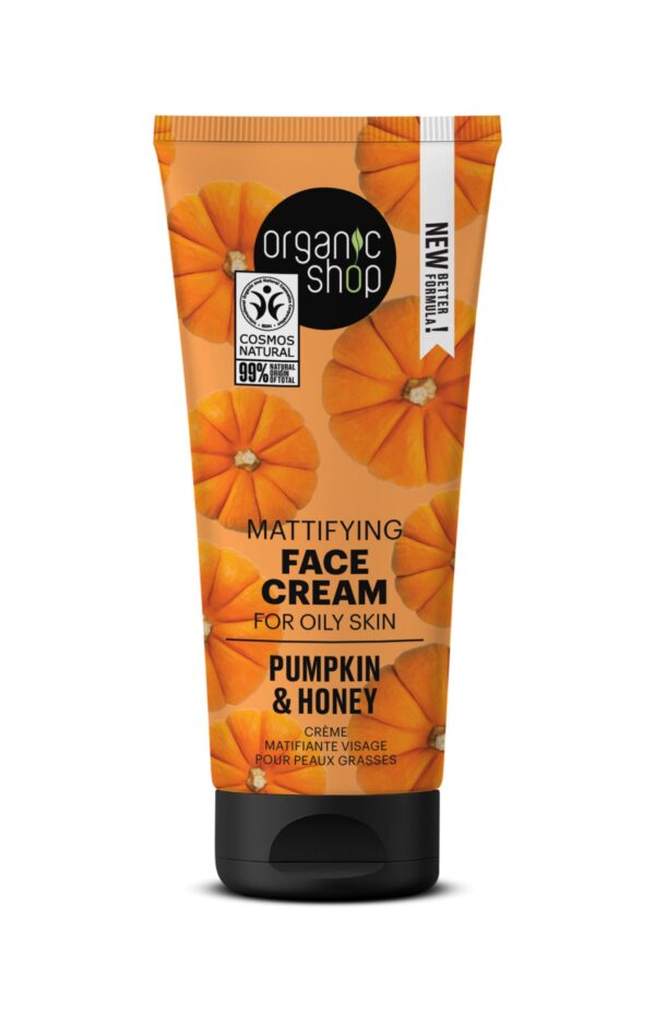 CREMA FACIAL MATIFICANTE PARA PIEL GRASA «CALABAZA Y MIEL» DE ORGANIC SHOP, 50 ML