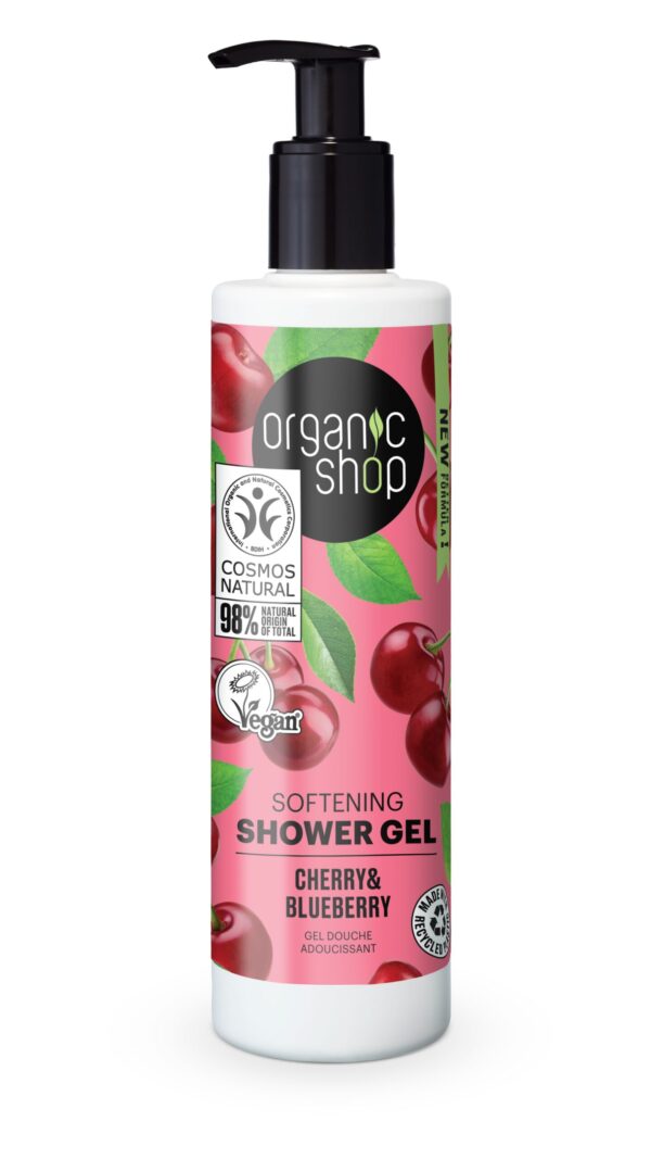 GEL DE DUCHA SUAVIZANTE «CEREZA Y ARÁNDANO AZUL» DE ORGANIC SHOP, 280 ML