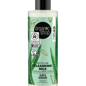 LECHE LIMPIADORA MICELAR PARA TODO TIPO DE PIEL «AGUACATE Y ALOE» DE ORGANIC SHOP, 150 ML
