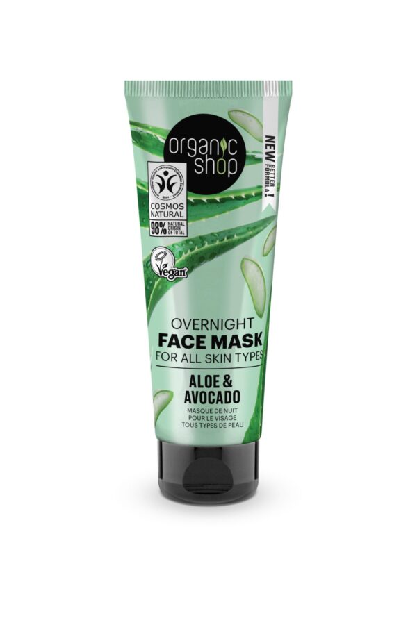 MASCARILLA FACIAL NOCTURNA PARA TODO TIPO DE PIEL «AGUACATE Y ALOE» DE ORGANIC SHOP, 75 ML