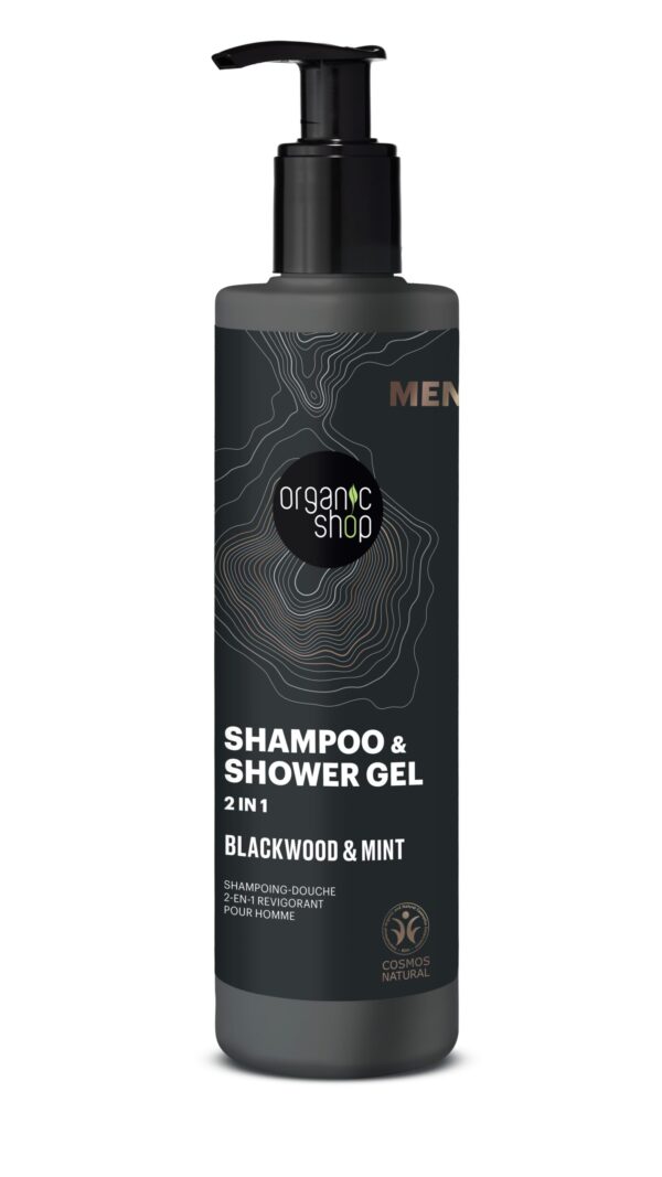 CHAMPÚ Y GEL DE DUCHA VIGORIZANTE 2 EN 1 «CORTEZA DE ROBLE Y MENTA» DE ORGANIC SHOP, 280 ML