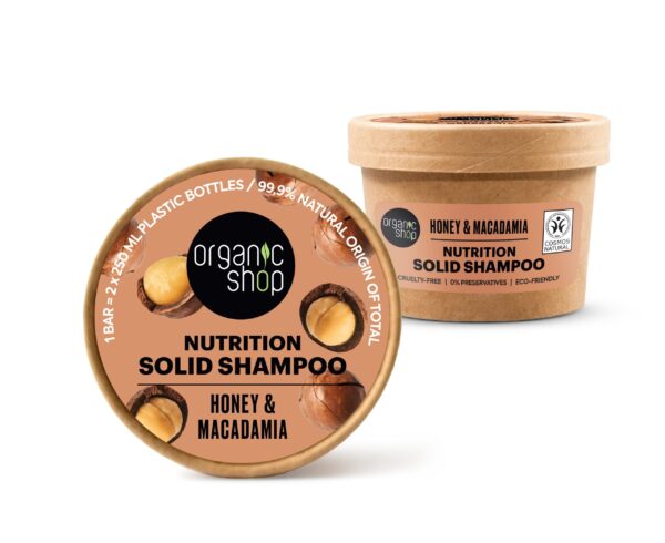 CHAMPÚ SÓLIDO NUTRITIVO MIEL Y MACADAMIA, 60 G