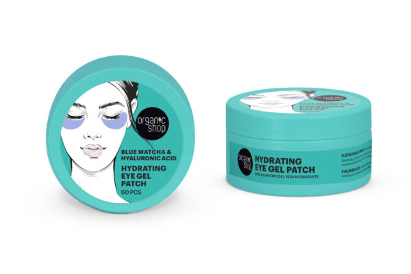 PARCHES DE GEL HIDRATANTES PARA EL CONTORNO DE LOS OJOS DE MATCHA AZUL Y ÁCIDO HIALURÓNICO, 60 UDS