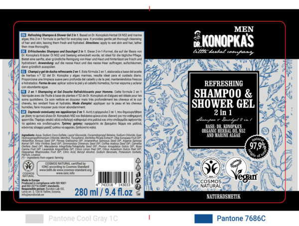 CHAMPÚ Y GEL DE DUCHA REFRESCANTE 2 EN 1, 280 ML - Imagen 3