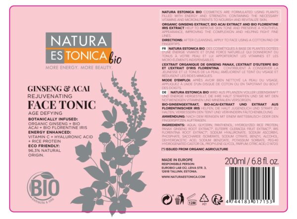 TÓNICO FACIAL DE GINSENG Y AZAÍ, 200 ml - Image 3