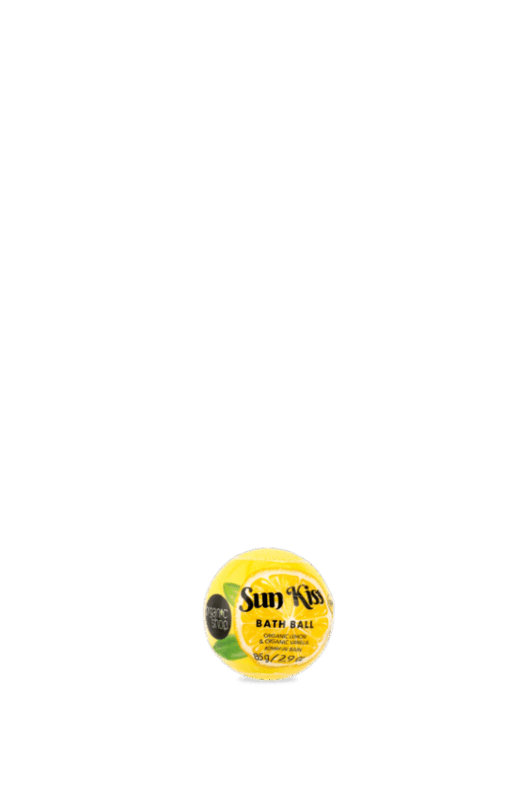 BOMBA DE BAÑO DE LIMÓN Y VAINILLA ORGÁNICOS «SUN KISS», 85 g
