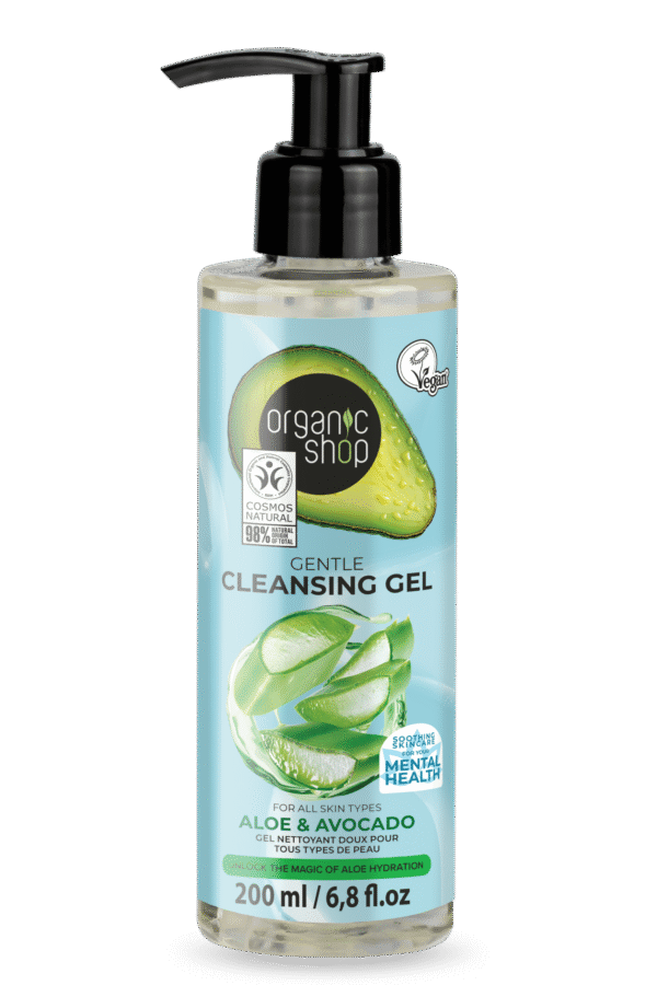 SUAVE GEL LIMPIADOR PARA TODO TIPO DE PIEL «AGUACATE Y ALOE» DE ORGANIC SHOP, 200 ML