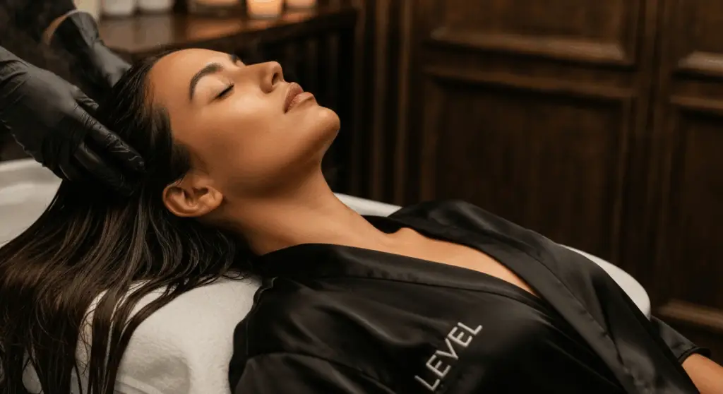 Clienta recibiendo un Spa Capilar o Head Spa Japones en Level